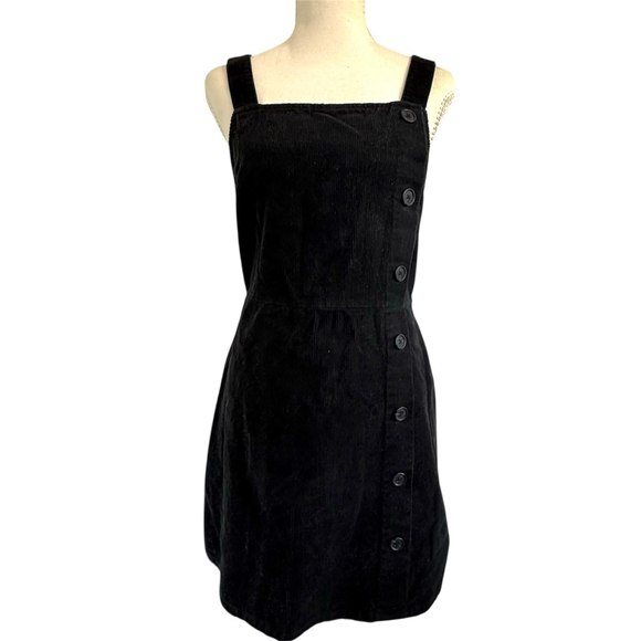 Live to Be Spoiled Dresses & Skirts - Live to Be Spoiled Black Corduroy Button Front Mini Dress Jumper Medium